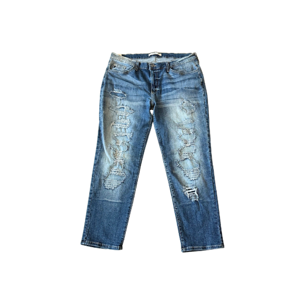 KanCan Jeans Ankle Cropped Distressed BK1060 Stretch Denim Blue Women’s Size 30